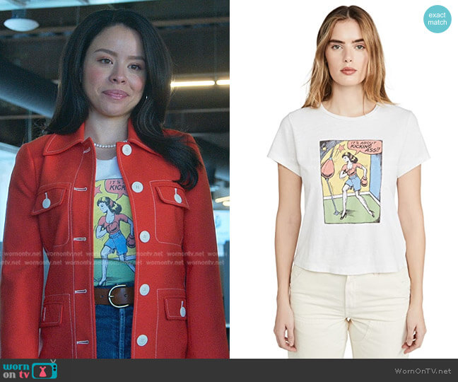 Re/Done Kick Ass Classic Tee worn by Mariana Foster (Cierra Ramirez) on Good Trouble