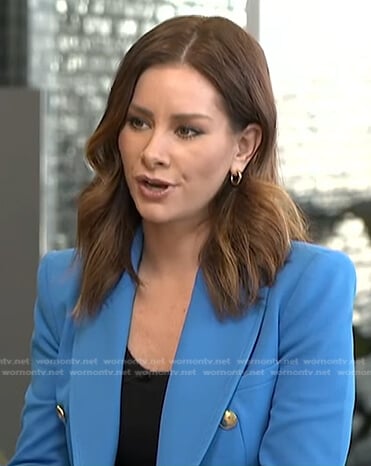 Rebecca’s blue double breasted blaer on Good Morning America