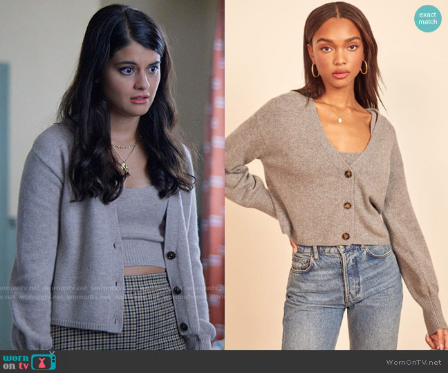 Reformation Varenne Cashmere Tank And Cardi Set worn by Samantha Fink (Sofia Black-D'Elia) on Single Drunk Female