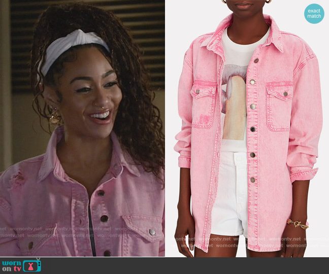 Retrofete Doreen Button-Down Denim Shirt worn by Patience (Chelsea Tavares) on All American