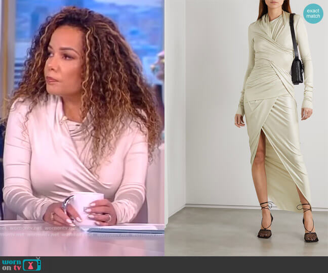 Rick Owens Magnetic draped coated stretch-jersey top worn by Sunny Hostin on The View
