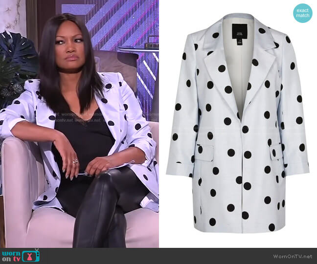 River Island Spot Bouclé Blazer worn by Garcelle Beauvais on The Real
