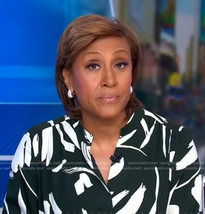 Robin’s black brush stroke print dress on Good Morning America
