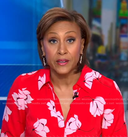 Robin’s red floral shirtdress on Good Morning America