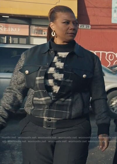 Robyn’s leather and plaid jacket on The Equalizer