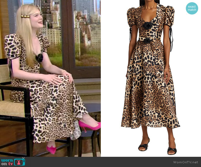 Rodarte Belted Leopard-Print Silk Twill Dress