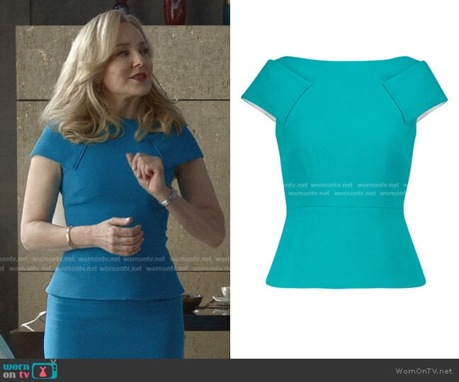 Roland Mouret Taft Wool Crepe Peplum Top worn by Marissa Morgan (Geneva Carr) on Bull