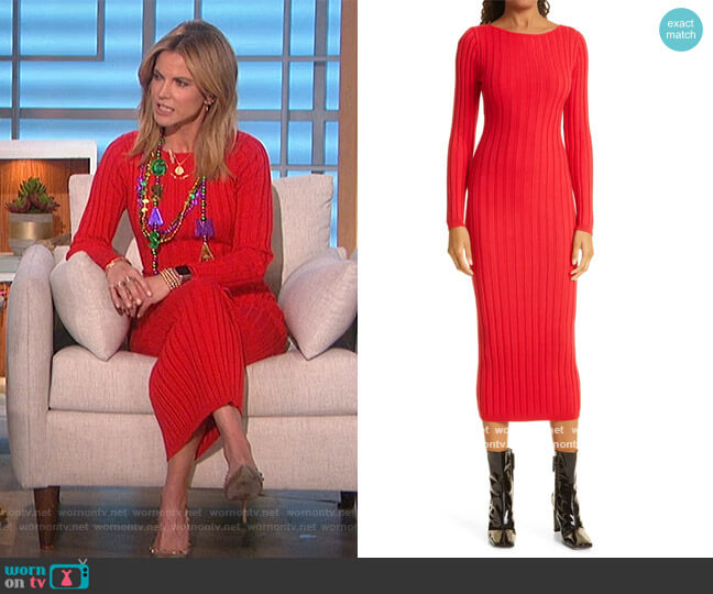 Ronny Kobo Kaleigh Wide Rib Maxi Sweater Dress worn by Natalie Morales on The Talk