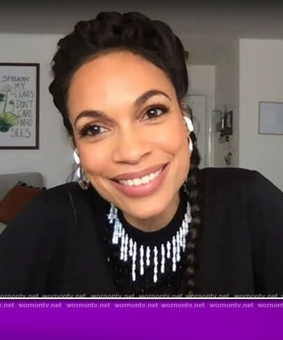 Rosario Dawson’s beaded neckline tee on The Talk