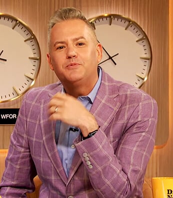 Ross’s purple check blazer on The Drew Barrymore Show