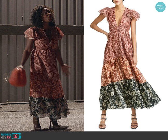 Sachin + Babi Lori Mixed Print Eyelet Maxi Dress worn by Bridgette Pierce (Yaani King Mondschein) on The Kings of Napa