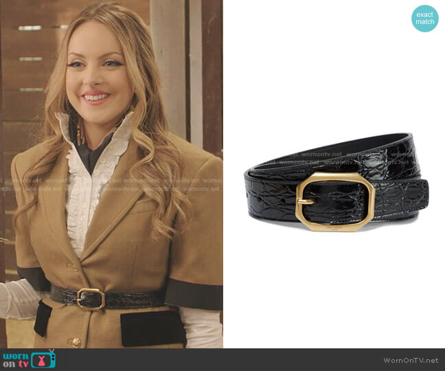 Saint Laurent Croc-Effect Leather Belt worn by Fallon Carrington (Elizabeth Gillies) on Dynasty