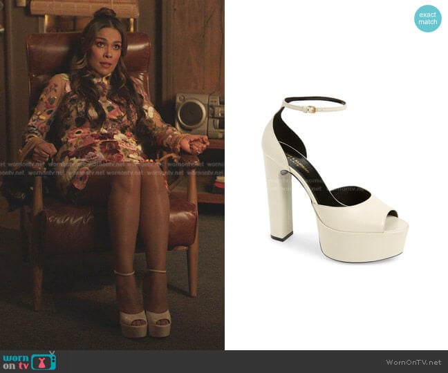 Saint Laurent Jodie Ankle Strap Platform Sandal worn by Cristal Jennings (Daniella Alonso) on Dynasty