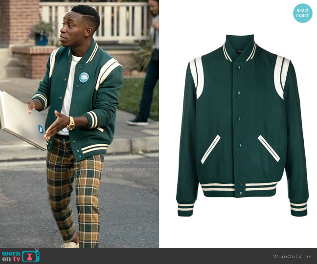Saint Laurent Teddy Bomber Jacket worn by Carlton Banks (Olly Sholotan) on Bel-Air