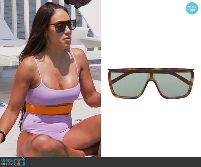 Saint Laurent SL364 navigator-frame sunglasses worn by Melissa Gorga on The Real Housewives of New Jersey