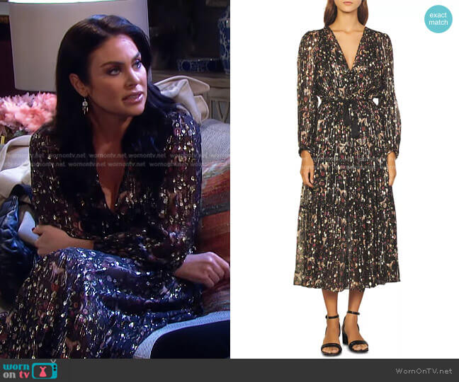 Sandro Angelita Printed Midi Dress worn by Chloe Lane (Nadia Bjorlin) on Days of our Lives