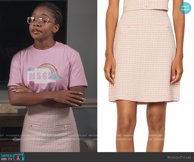 Sandro Blandine Tweed Mini Skirt worn by Diane Johnson (Marsai Martin) on Black-ish