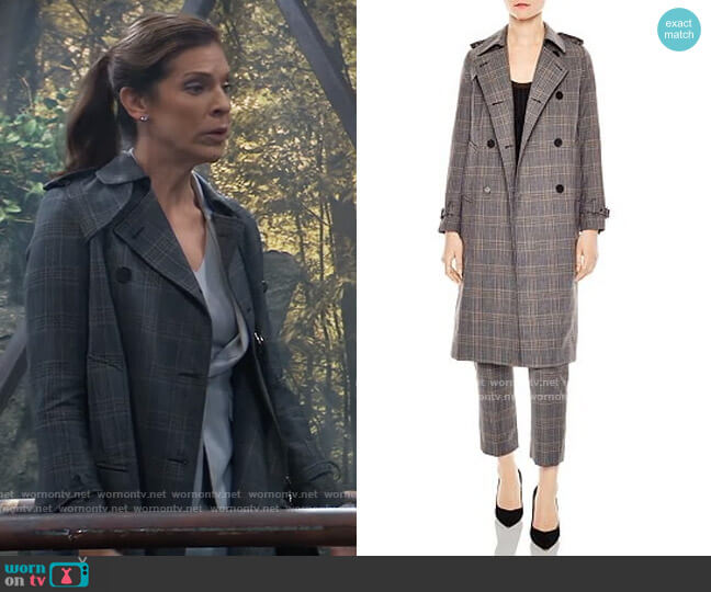 Sandro Roselier Plaid Trench Coat