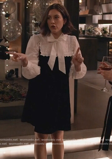 Sara’s black and white lace tie dress on Home Economics