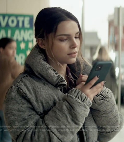 Sarah’s denim puffer jacket on Superman and Lois