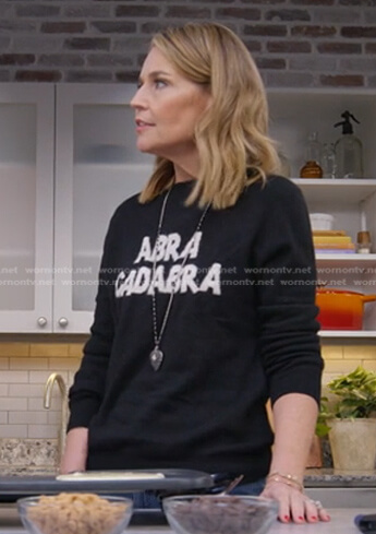 Savannah’s black Abra Cadabra sweater on Today
