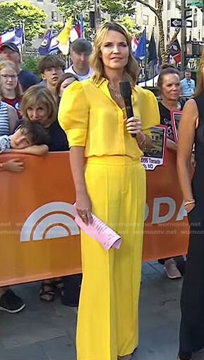 Savannah’s yellow puff sleeve blouse on Today
