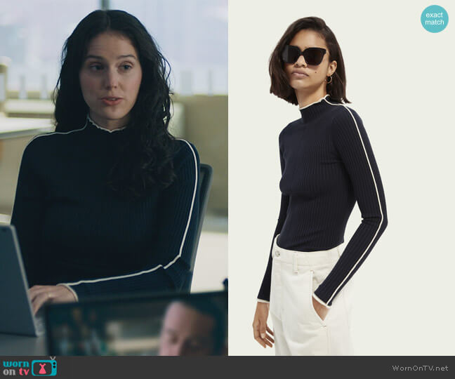 Scotch and Soda Contrasting Piping Sweater worn by Eva Victor (Rian) on Billions