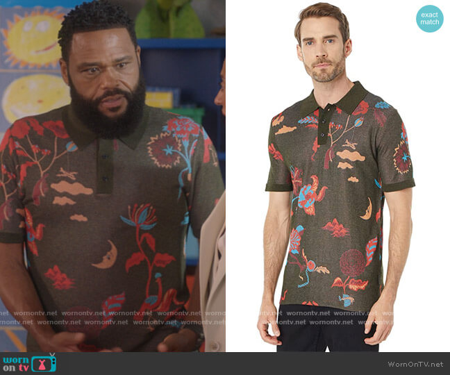 Scotch and Polo Lightweight Jacquard Knitted Polo worn by Andre Johnson (Anthony Anderson) on Black-ish