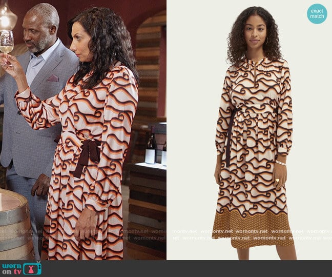 Scotch and Soda Printed Tie Waist Dress