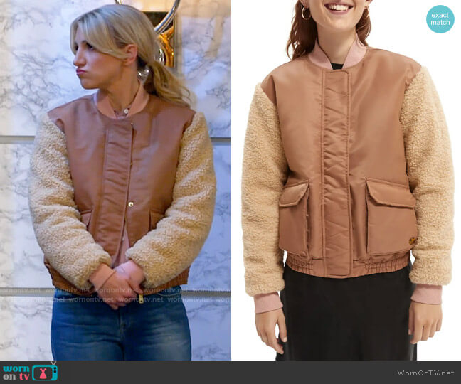 Scotch & Soda Teddy Sleeve Bomber Jacket worn by Gina Dabrowski (Annaleigh Ashford) on B Positive