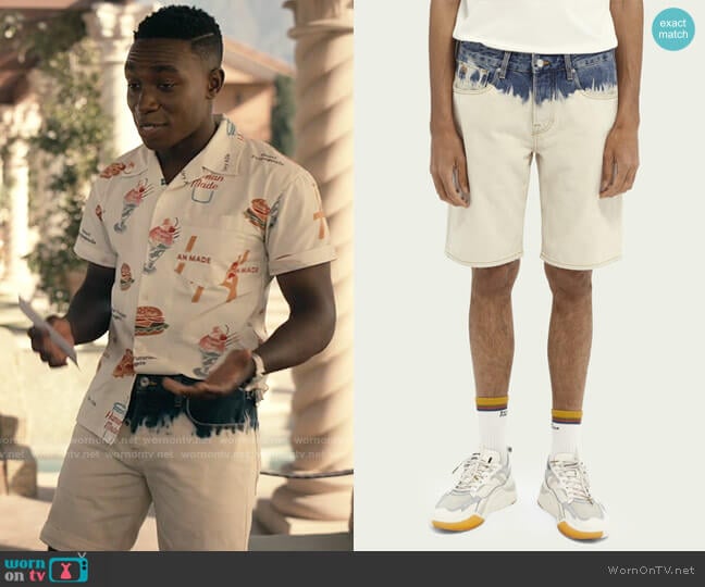 Scotch & Soda Ralston Tie Dye Denim Shorts worn by Carlton Banks (Olly Sholotan) on Bel-Air