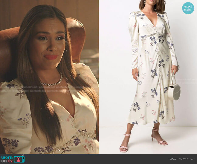 Self-Portrait Floral-Print V-Neck Dress worn by Rita (Daniella Alonso) on Dynasty