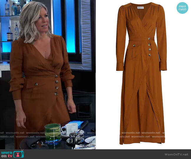 Self Portrait Midi-Length Wrap Dress worn by Carly Spencer (Laura Wright) on General Hospital