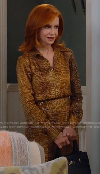 Sheila’s crocodile print dress on Call Me Kat
