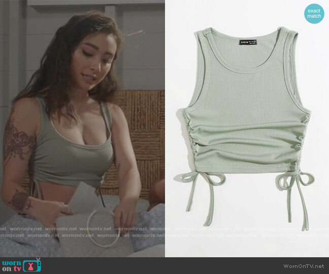 Zara Ribbed Tank with ties worn by Jamie (Miya Horcher) on All American