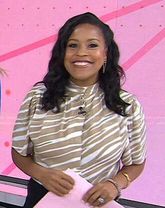 Sheinelle’s white and beige print top on Today