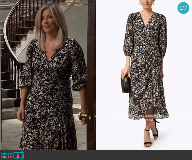 Shoshannna Auden Black Multi Floral Print Dress worn by Carly Spencer (Laura Wright) on General Hospital