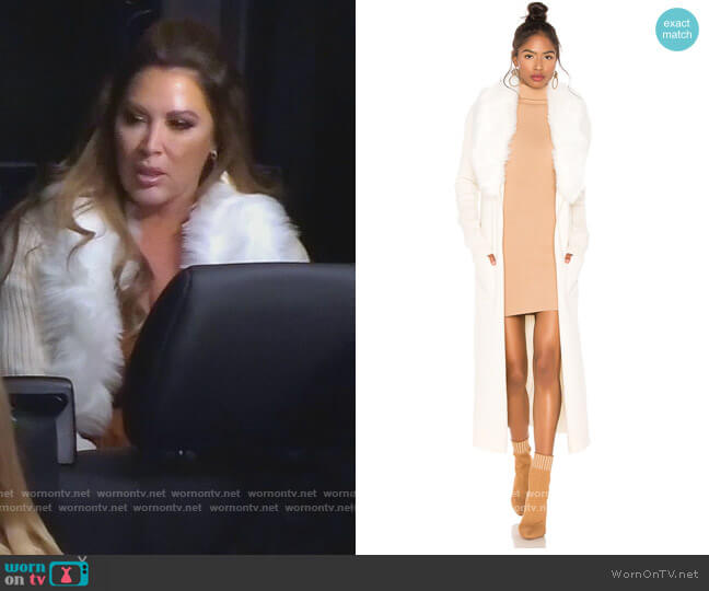 Show Me Your Mumu Lombardi Faux Fur Long Cardigan worn by Emily Simpson on The Real Housewives of Orange County