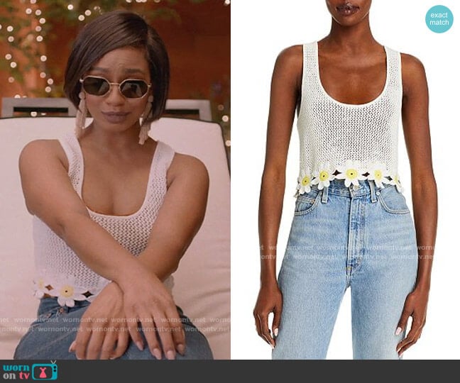 Staud Portofino Crochet Tank Top worn by JoJo (Tetona Jackson) on Home Economics