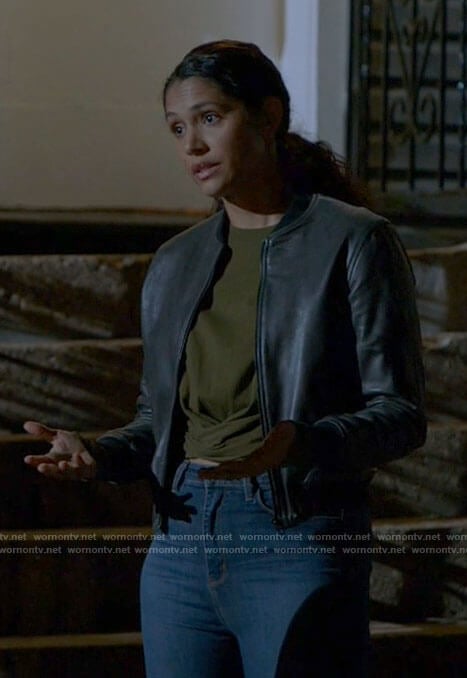 Stella’s green twist hem crop top on Chicago Fire