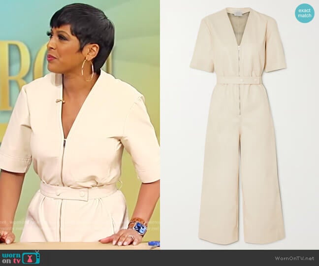Stella McCartney Cropped belted vegetarian leather jumpsuit worn by Tamron Hall on Tamron Hall Show
