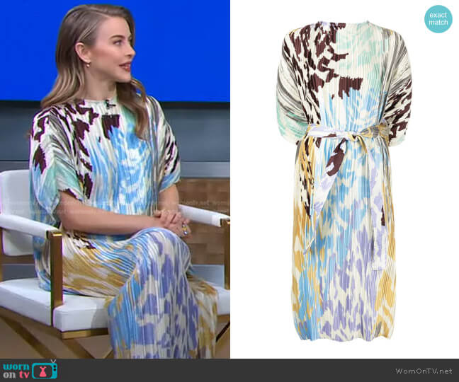 Stine Goya Avalyn Pleated Cheetah-Print Dress