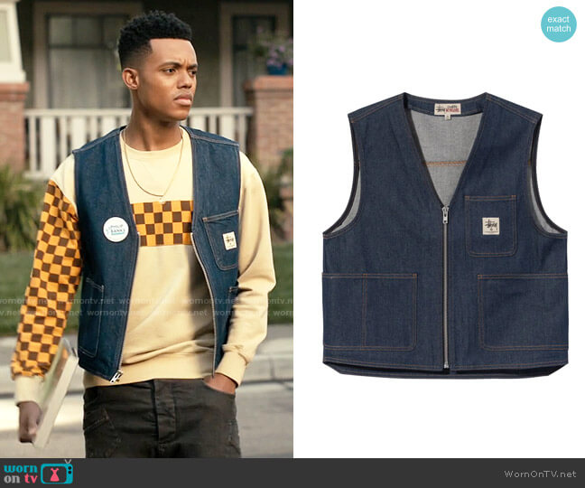 Stussy Denim Work Vest worn by Will Smith (Jabari Banks) on Bel-Air
