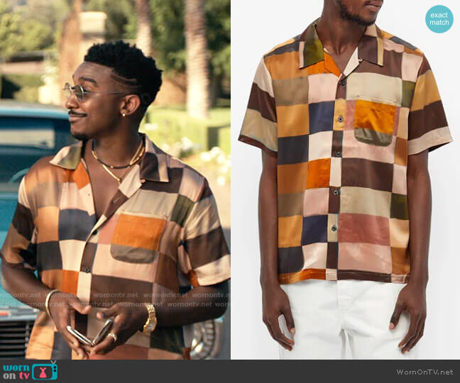 Stussy Painted Check Silk Shirt worn by Jazz (Jordan L. Jones) on Bel-Air