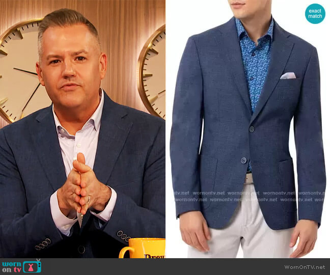 Tallia Men's Slim-Fit Navy Blue Solid Sport Coat worn by Ross Mathews on The Drew Barrymore Show
