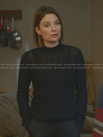 Taylor’s black pointelle sweater on Bull