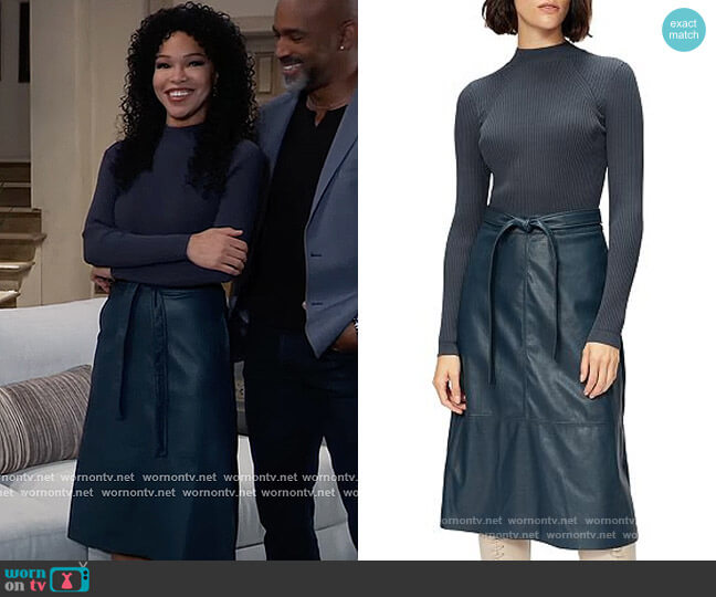 Ted Baker Alltaa Knitted Bodice Pleather Skirt Dress worn by Portia Robinson (Brook Kerr) on General Hospital