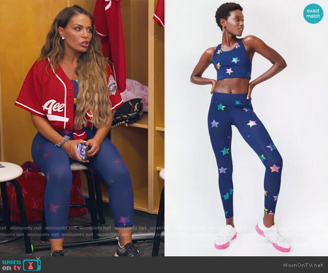 Terez Navy Rainbow Star Foil UpLift Sports Bra worn by Dolores Catania on The Real Housewives of New Jersey