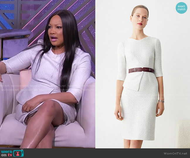 The Fold London Eaton Dress Winter White Signature Tweed worn by Garcelle Beauvais on The Real