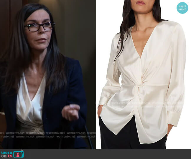 Theory Twist Front Blouse worn by Anna Devane (Finola Hughes) on General Hospital